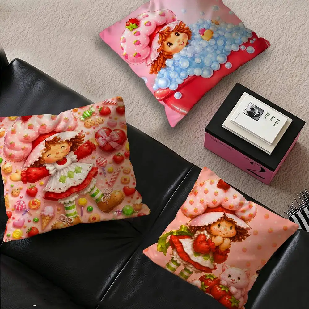 Cute S-Strawberry S-Shortcake-Girl Personalized picture text home decorative pillows Household Gifts 45x45cm