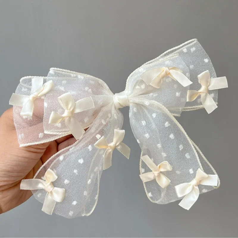 

Double Layer Polka Dot Bow Hair Clip Ribbon Mesh Girls Sweet Hairpin Super Fairy Temperament Japanese Korean Hair Accessories