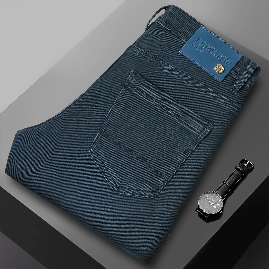 

Новые мужские повседневные джинсы из эластичного денима для осени и зимы, универсальные, высококачественные, деловые, европейский бренд, длинные брюки