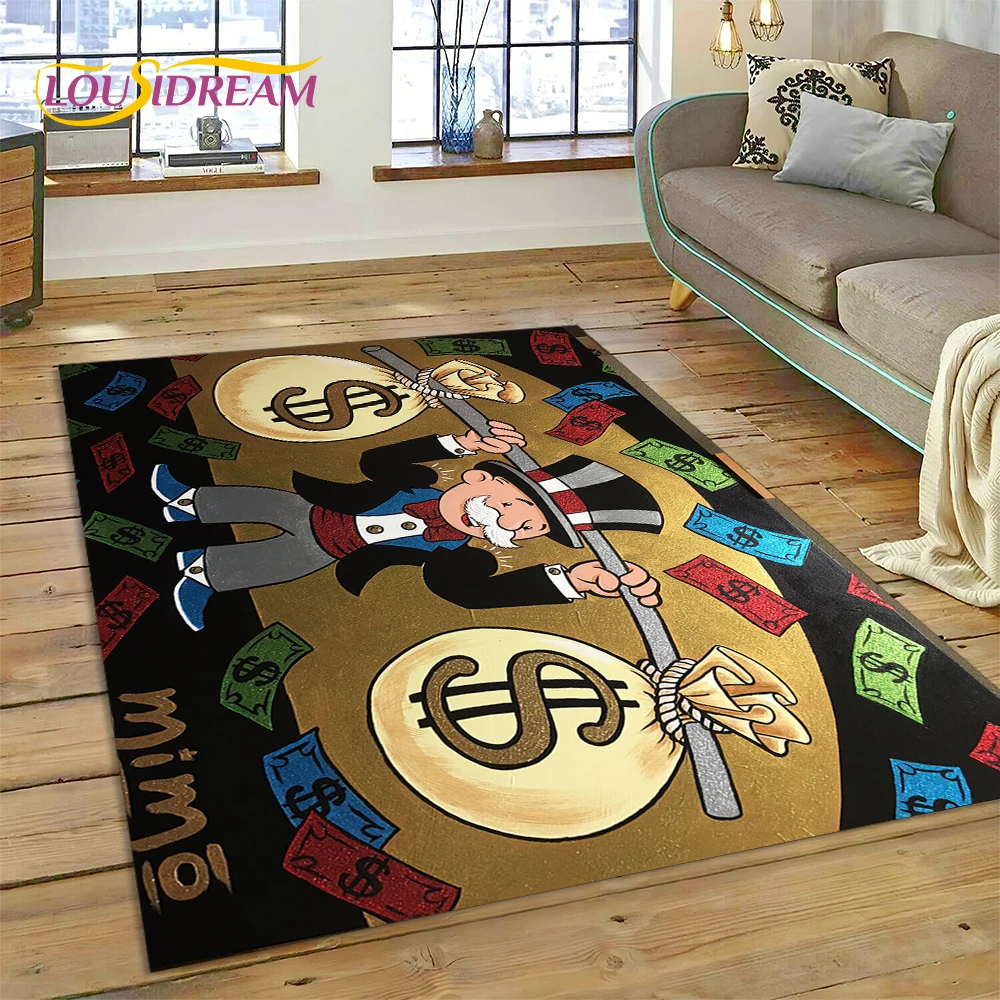 Game Dollar Monopoly Cartoon Money Carpet Rug for Bedroom Living Room Home Sofa Decoration,Children Game Large Decor Floor Mat