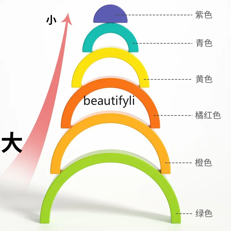 Grand bloc de construction étendu en bois massif, jouets éducatifs pour enfants en bas âge, arc semi-circulaire en bois coloré