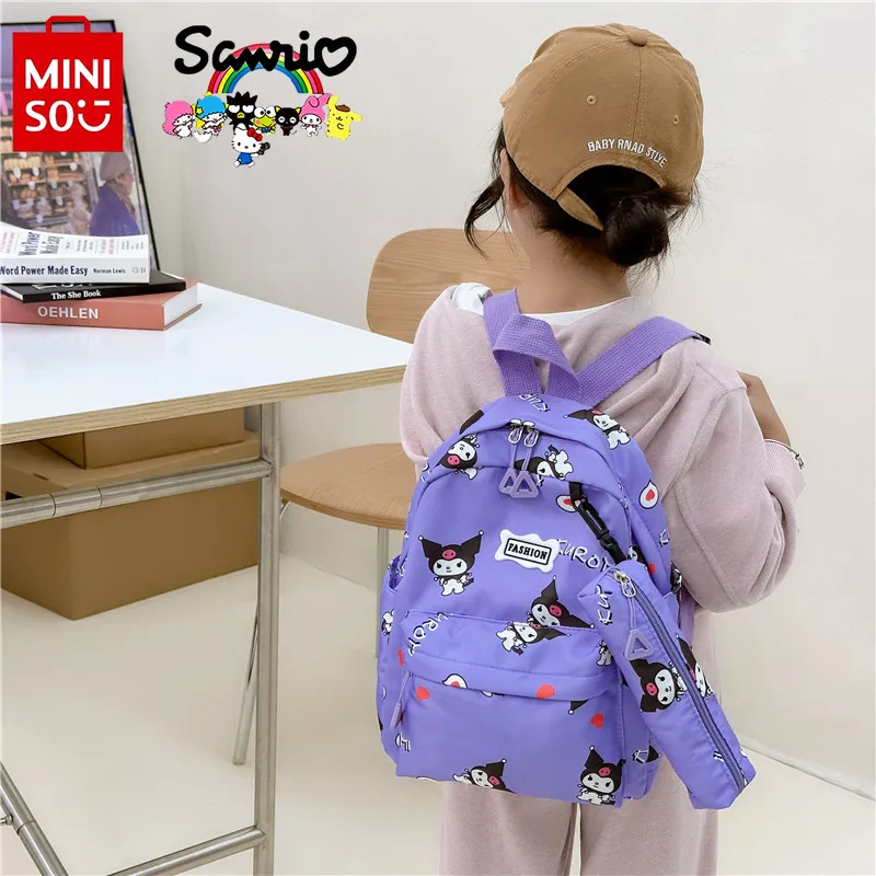 Детский рюкзак Miniso Sanrio, Модный высококачественный рюкзак для девочек, мультяшный вместительный студенческий комплект из 2 предметов, рюкзак