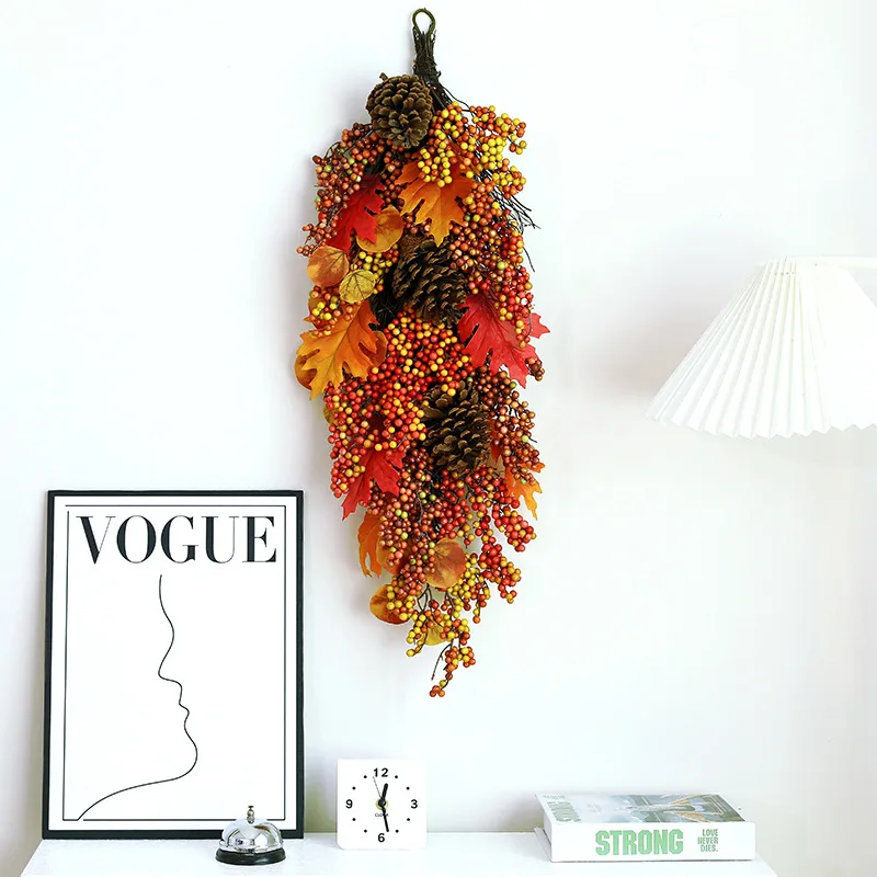 

Halloween Harvest Festival Maple Leaf Fruit Fall Artificial Plant Front Door Autumn Farmhouse Thanksgiving Hang Wall Home Decor