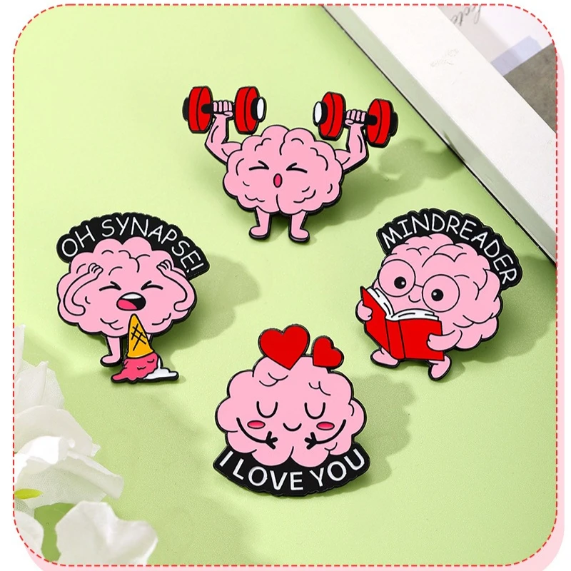 Fun Cartoon Brain Brooch Creative Weird Design Alloy Badge Pin DIY Clothing Bag Hat Scarf T-shirt Jeans Backpack Accessory