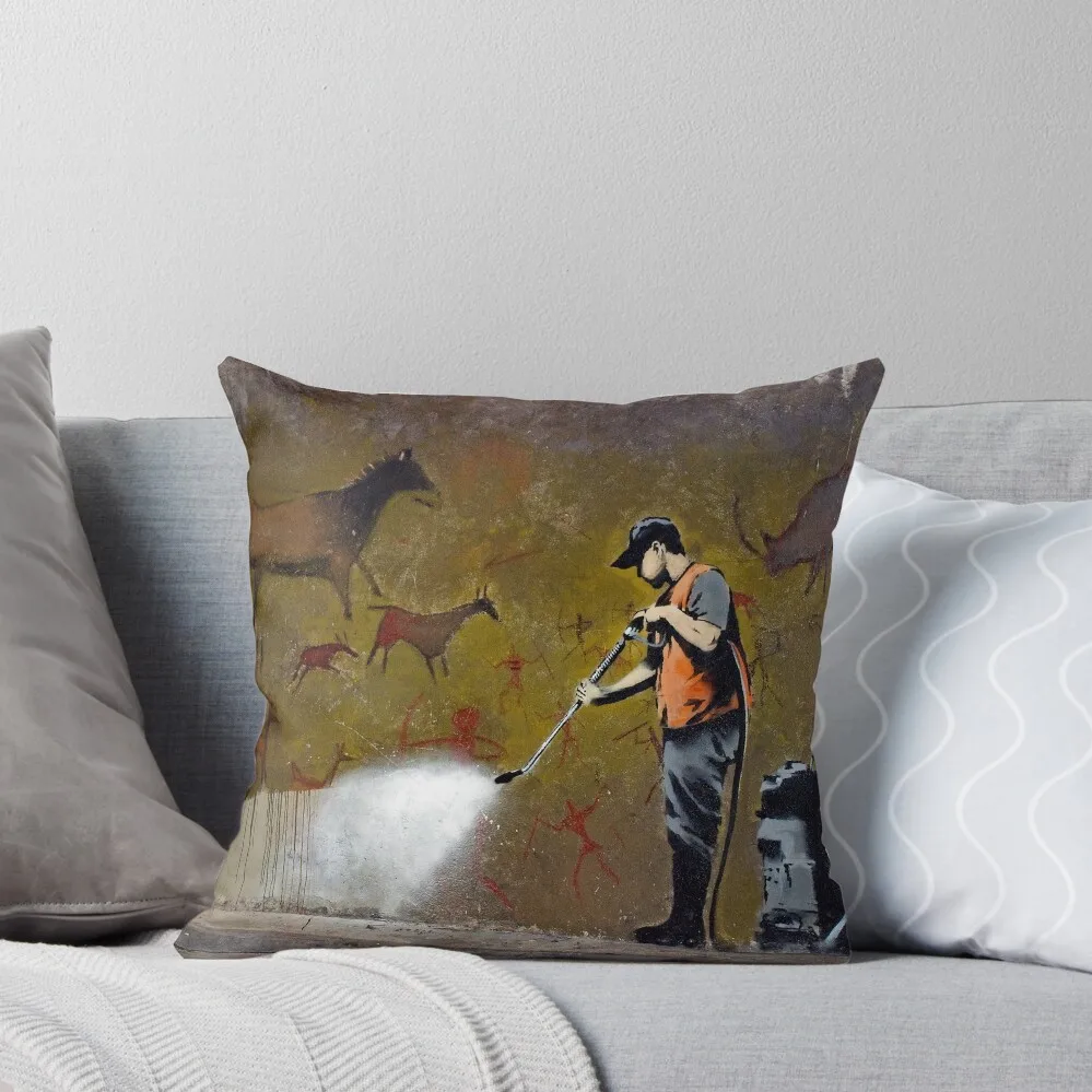 

Council Worker by Banksy Throw Pillow pillowcases for sofa cushions Pillowcases Cushion Covers Sofa Decorative Cushions pillow