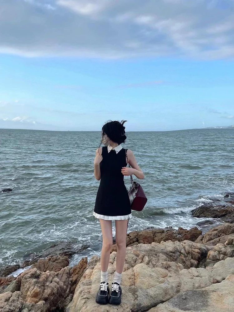 Bla A-Line Dr con design ingombrante in vita Svel Gonna a pois Coreano Sle Pendolarismo Colore puro Nuovo arrivo estivo