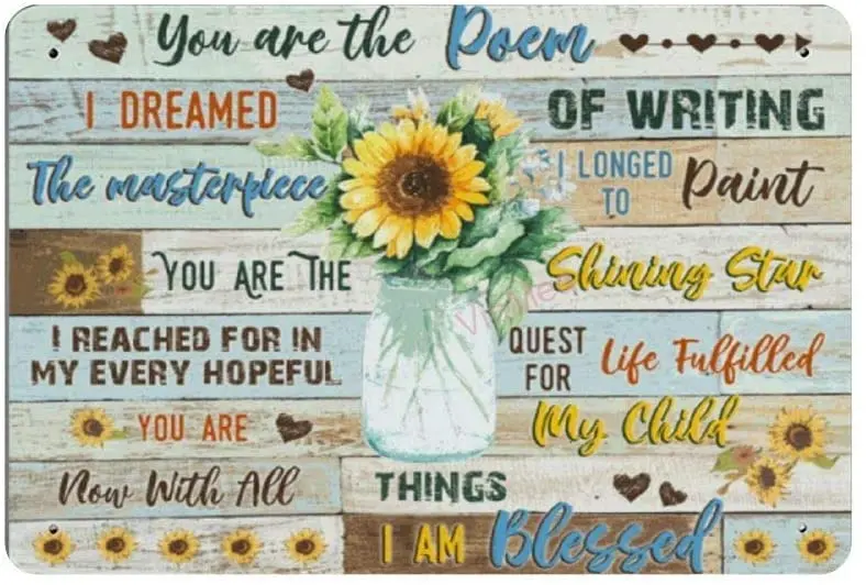 Plaque murale décorative en métal rétro « You are The Poem » de Bit SIGNSHM, style shabby chic, idéale comme cadeau, 12x8 pouces