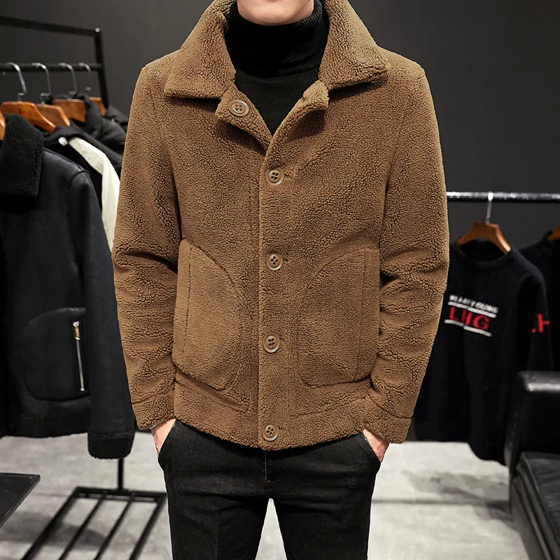 M-8XL 2022 Winter New Lamb Wool Coat Lapel Loose Warm Men Outerwear Fashion Casual Thicken Male Can Be Worn On Both Sides Jacket