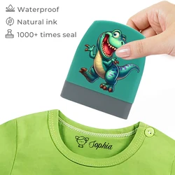 Sello De nombre personalizado De dinosaurio pequeño De dibujos animados, adecuado para Ropa personalizada De niños, Sello De Ropa Infantil