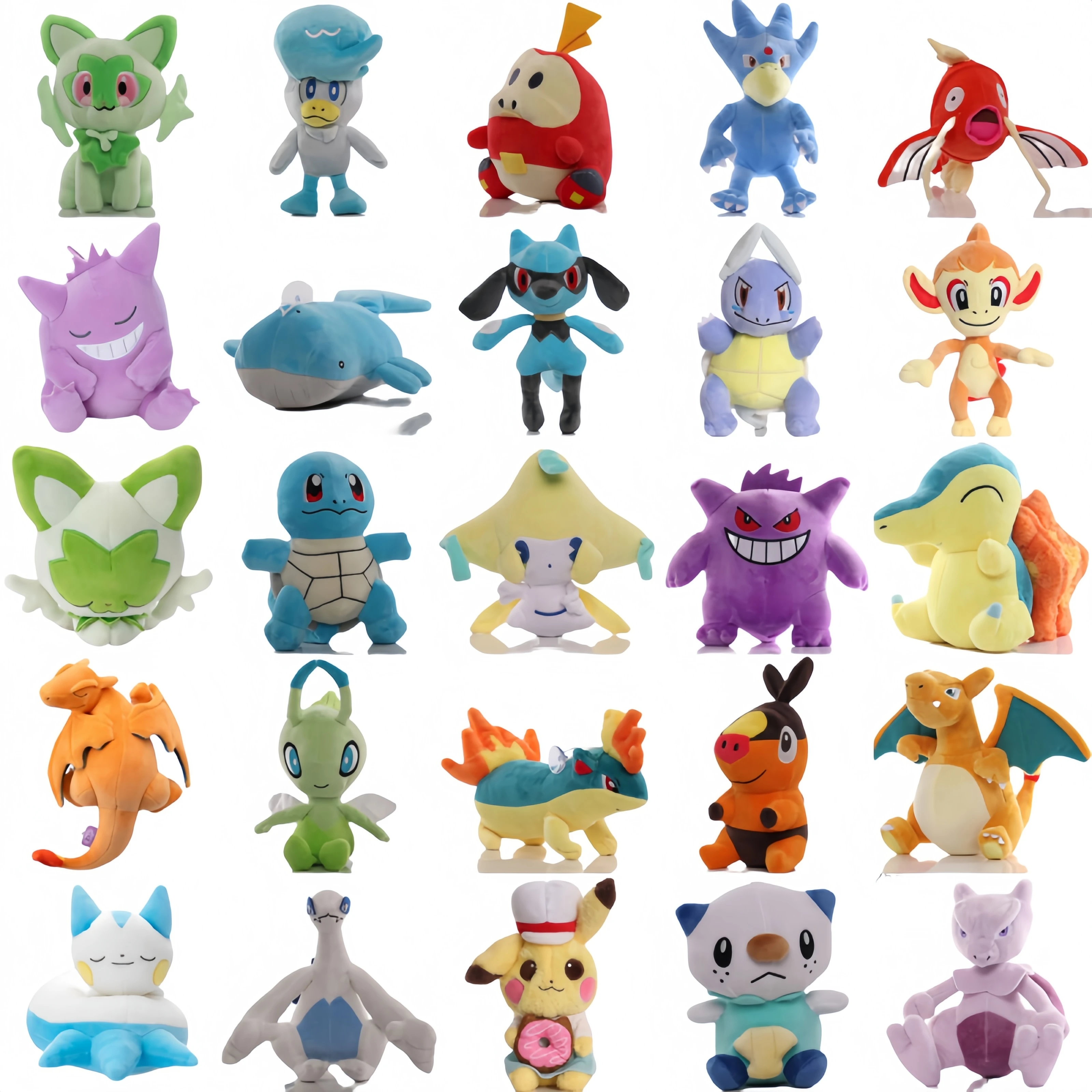 Pokemon 70 tipos de juguetes de peluche de elfo Pikachu Oshawott Magikarp Tepig Jirachi muñeco de peluche Sprigatito Fuecoco Gengar peluches juguete para regalo