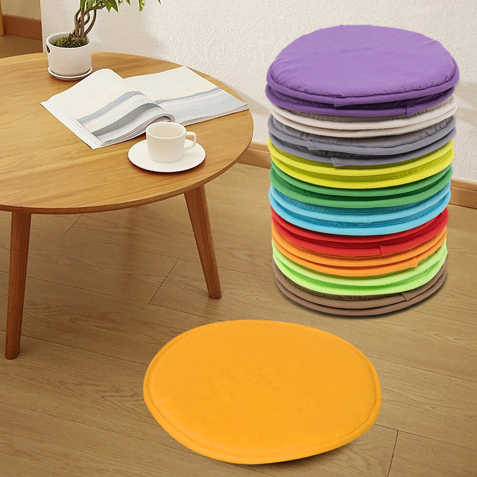 

20 Pieces of Multicolor Polyester Fiber 30cm Round Cushion Padded Sponge Floor Cushion Portable Washable