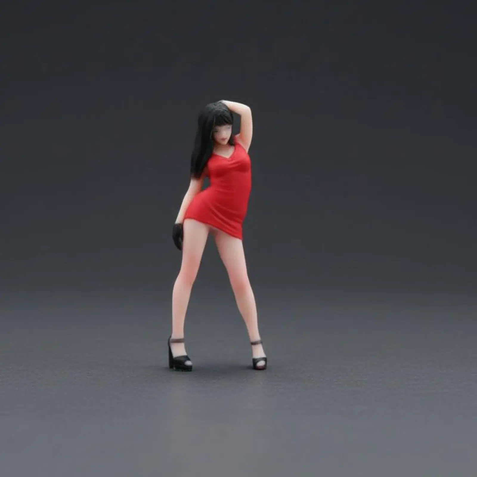1:64 Scale Female Figure Three-Dimensional Printed Red Dress Female Figure Figurine Tiny Person Model Highly Detailed Resin
