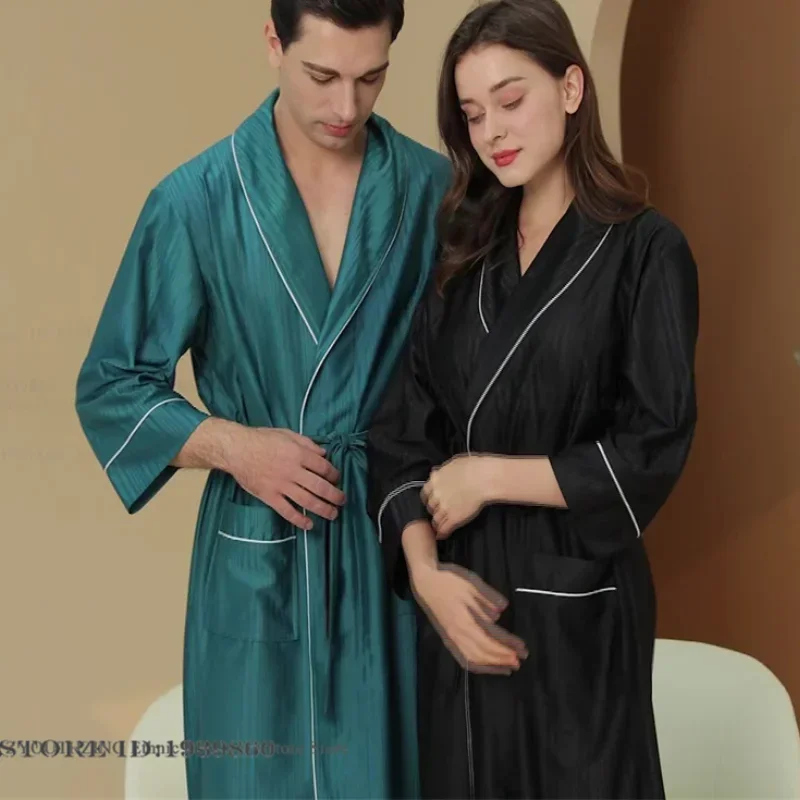 Coupe Long Sleeve Robe Spring Autumn Bathrobe Kimono Gown Lounge Wear Luxury Sleepwear Casual Homewear Nightwear with Pocket