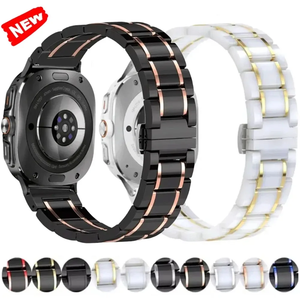 

Металлический ремешок из нержавеющей стали для Samsung Galaxy Watch 8-7 Ultra, 47 мм, керамический металлический браслет для Galaxy Watch 8 Classic, ремень 46 мм