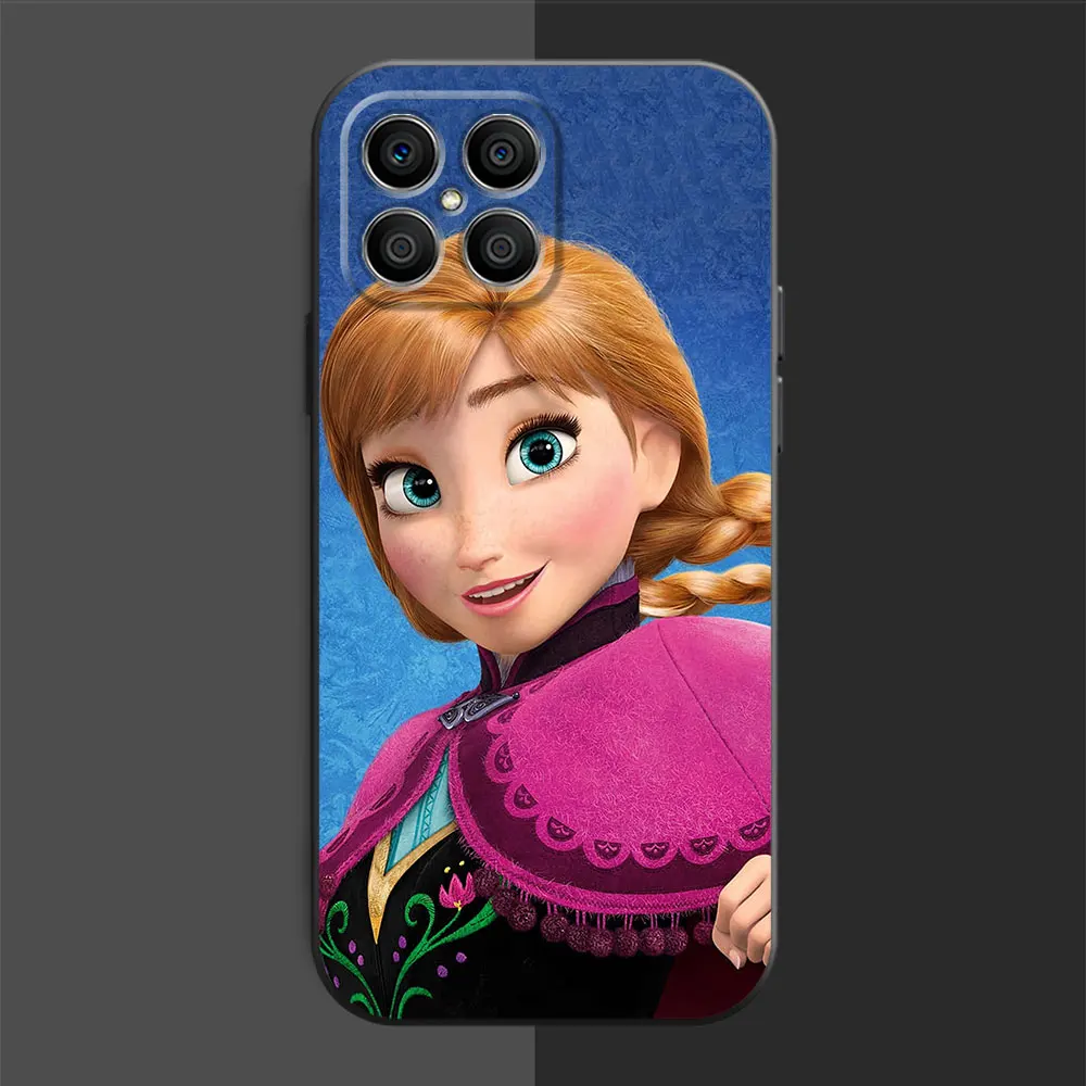 Case For Huawei Honor 90 Lite X8 X8a X9A 70 8X X7 P30 Pro P40 P20 P Smart Z X6 Magic5 Black Phone Cover Disney Princess Frozen