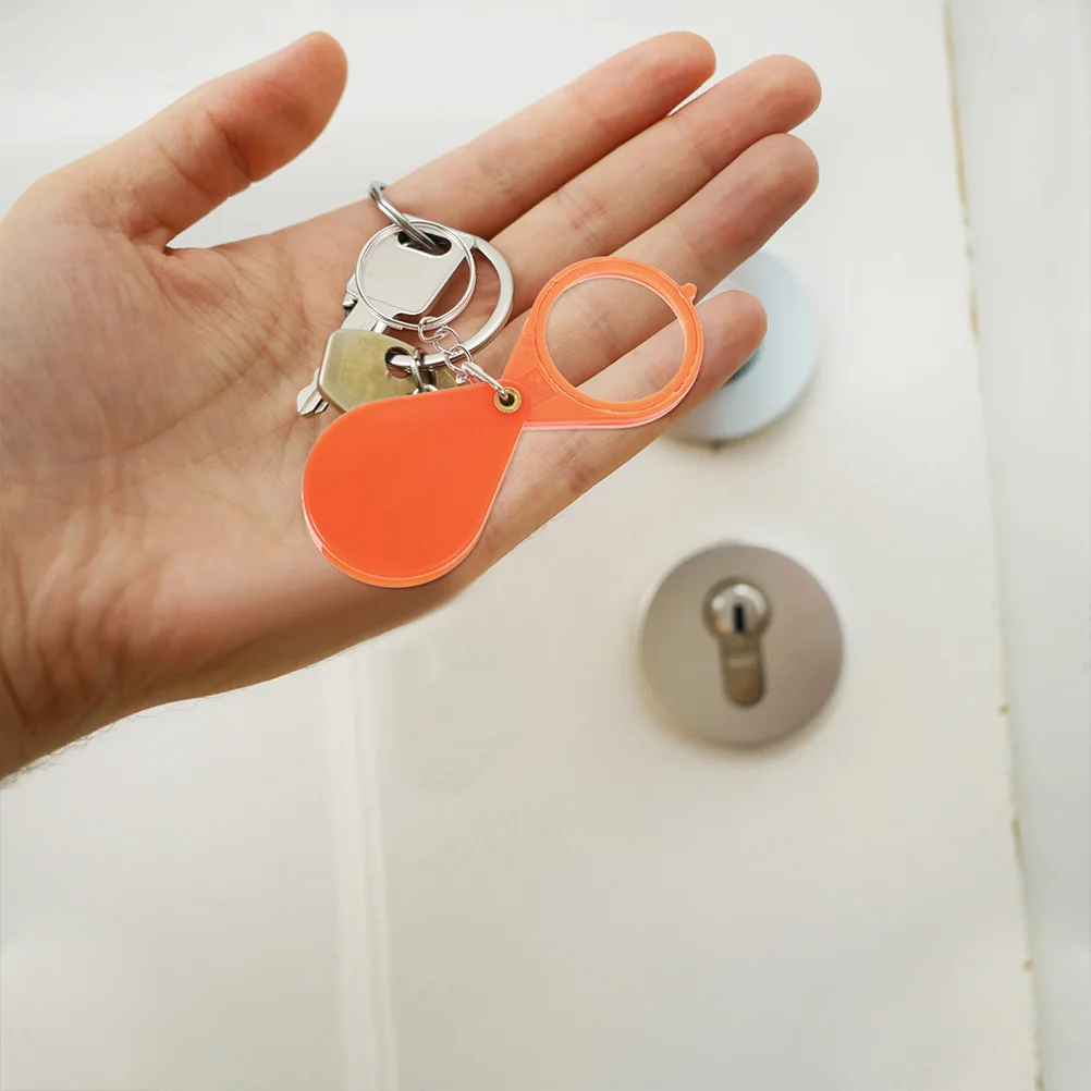 

6Pcs Mini Keychain Magnifying Glass Foldable Portable Magnifier Bright LED Light Jewelry Reading Lens Pocket Magnifier