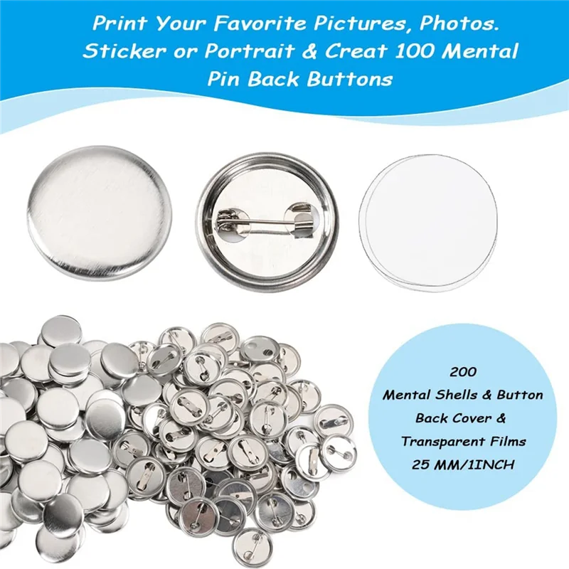 Botão Voltar Pin Fazendo Kit, em branco Machine Supplies, Metal Badge Parts, 25mm, 1 ", 600 Pcs