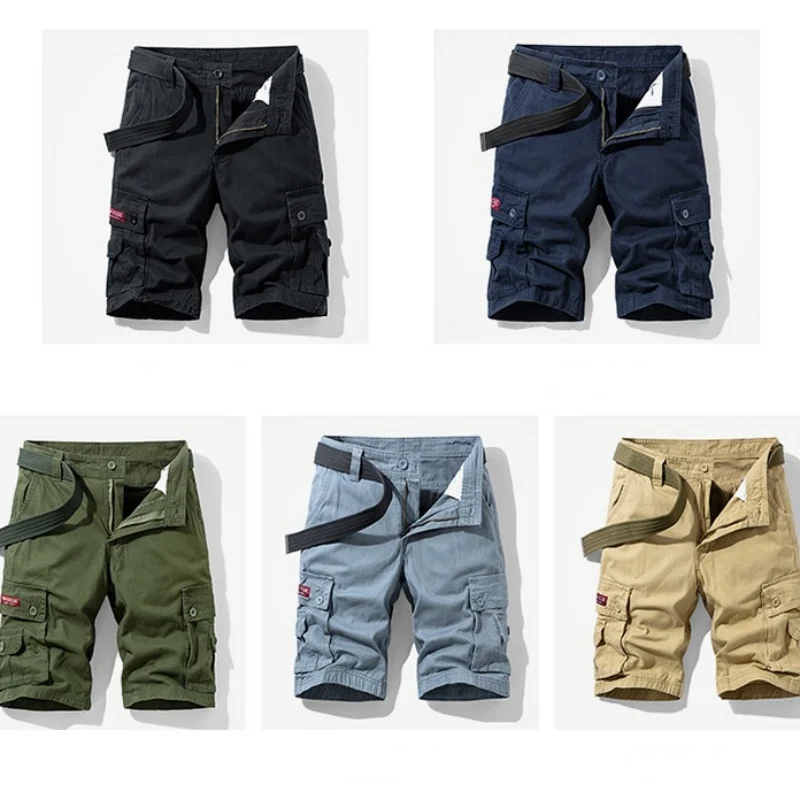 

2025 New summer men's cotton workwear shorts, men's casual beach jogging shorts, men's workwear shorts with two side pockets