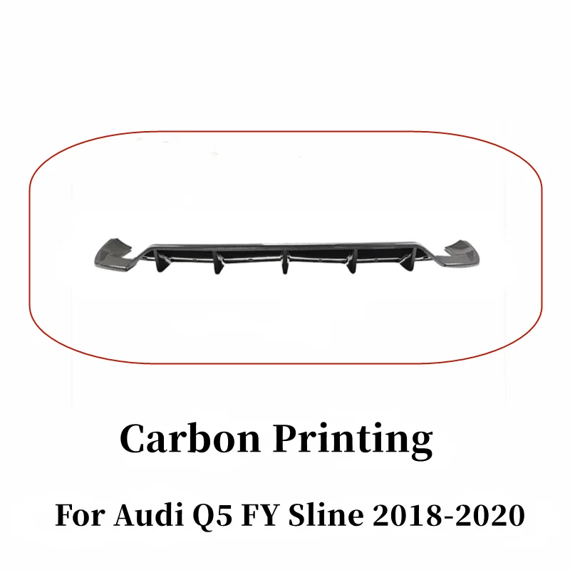 Achterbumper diffuser spoiler wing zwart carbon bodykit exterieur tuning accessoires voor Audi Q5 FY Sline 2018-2020 - afbeelding 1