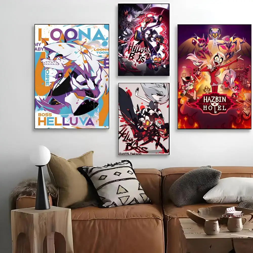 Helluva Boss Vivziepop Loona Canvas Wall Art Demon Dark Fantasy Anime Painting Calligraphy For Art Printing Decoration Painting