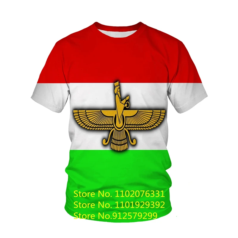 Hot Selling Men's Iran Flag 3D T-shirt Casual Tops Fashion O-neck Short Sleeve Persia Pattern Street Streetwear Tee Men Clothing