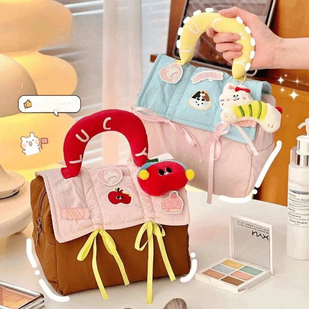 

Simple Dopamine Color Cute Cabin Makeup Bag House-shaped Square Handheld Cosmetic Case Organizer Case Zipper Toiletry Bag Travel