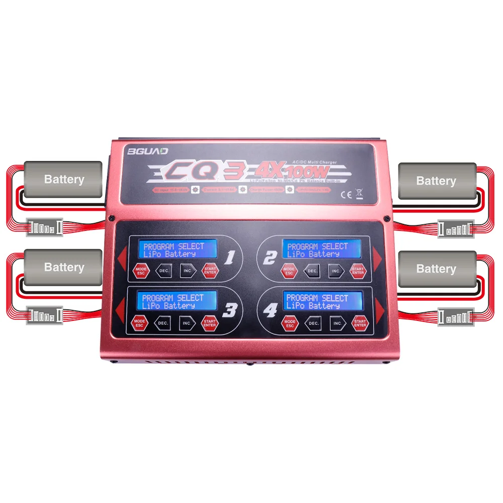 BGUAD CQ3 100W 10A 1-6S AC100-240V DC11.0V-18.0V Balance Charger With JST_XH Adapter Board for LiPo LiFe NiMH NiCd Battery