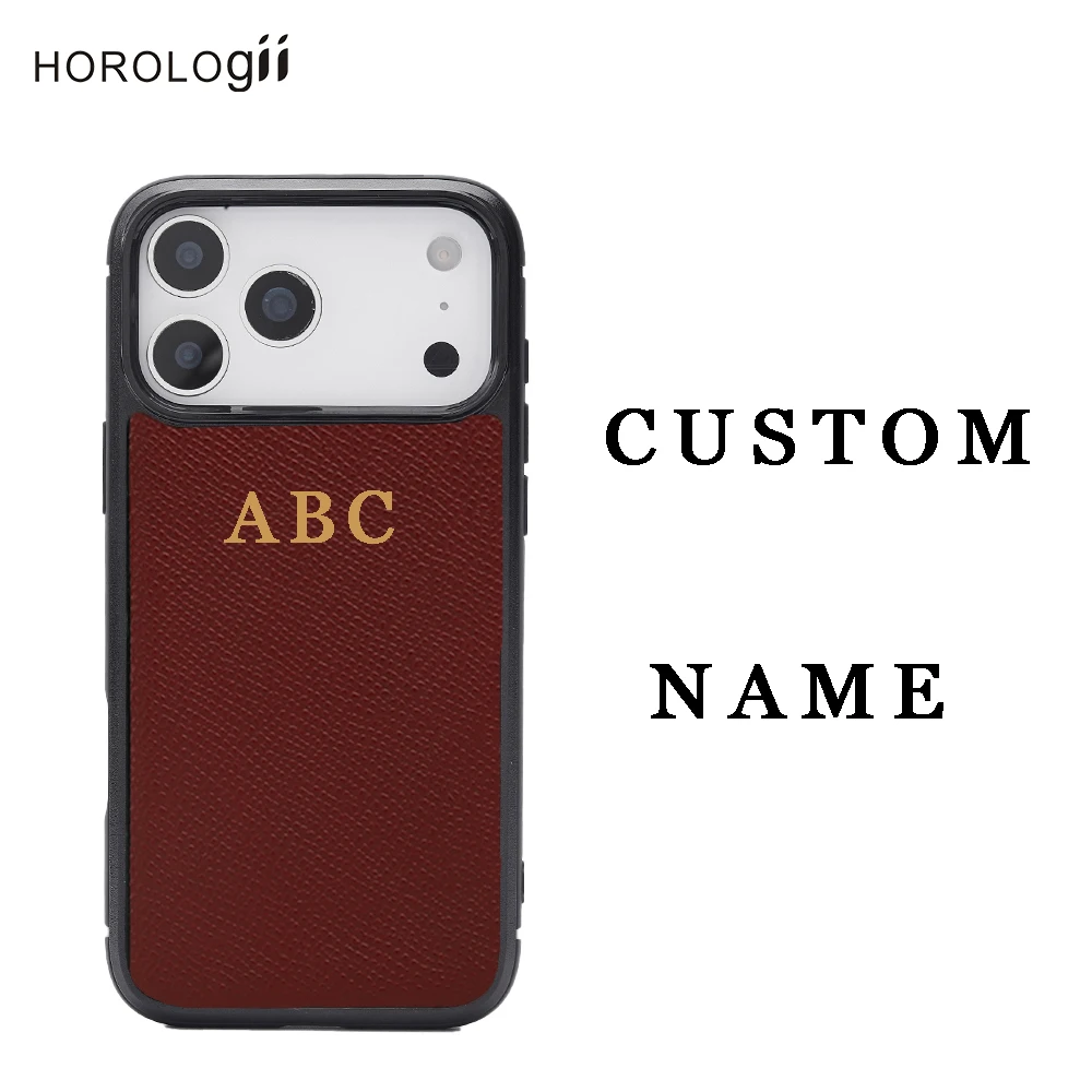 

Horologii CUSTOM INITIALS FREE Phone Bumper Case for Iphone 17 16 12 Pro Max 13 14 15 Cover Italian Leather Epsom Dropship