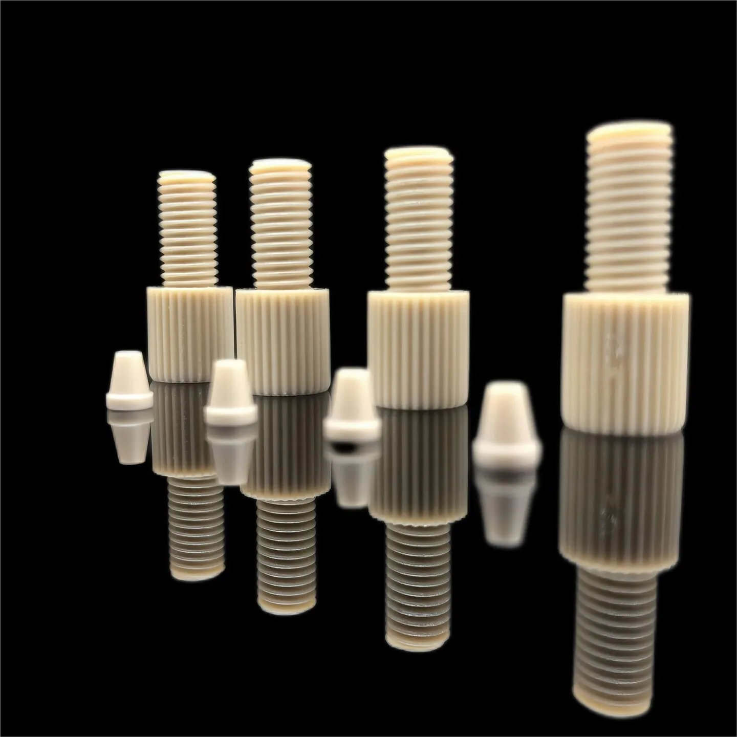 PEEK Split Barbed Fitting 10-32 UNF Thread, 1/16 inch & 1/32 inch, High Temp Corrosion Resistant for Microfluidic Hard Tube