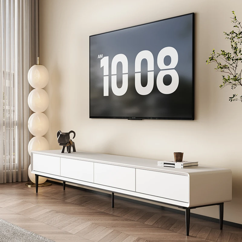 

Modern simple TV cabinet coffee table combination, large apartment tall white, cabinet living room