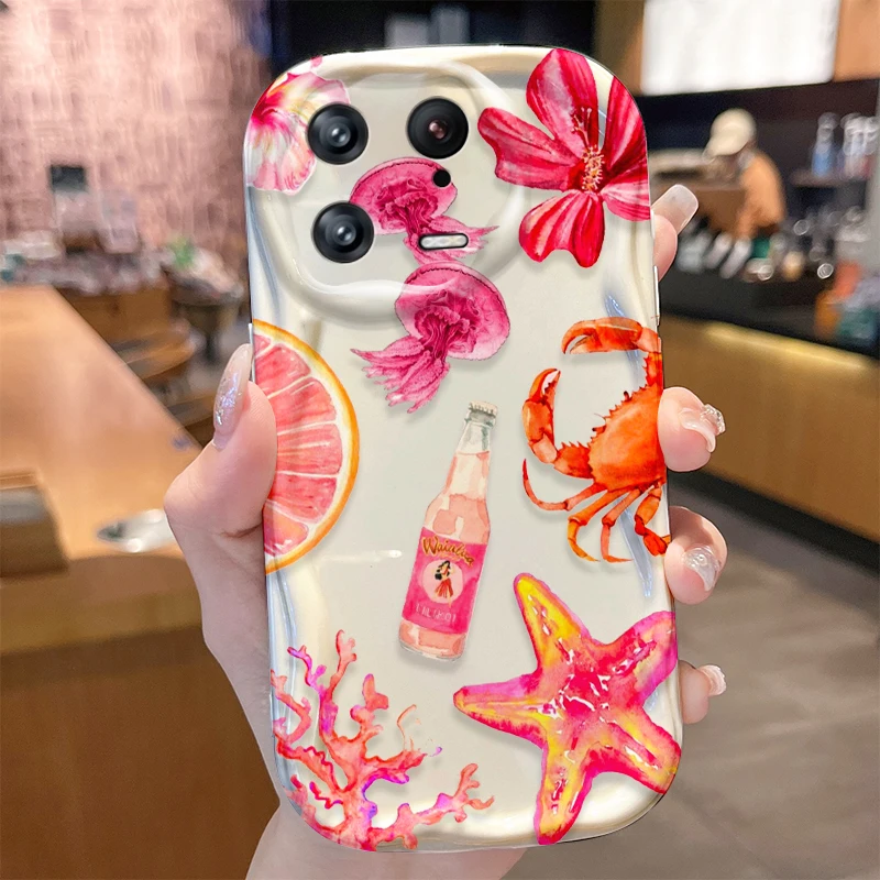 Funda de onda de fondo marino para Xiaomi Mi 15 14 Ultra 14T 13 Lite 12 Pro 12S 12X 11i 5G POCO X7 X6 X5 X4 GT X3 NFC F6 F5 F3 M6 Plus