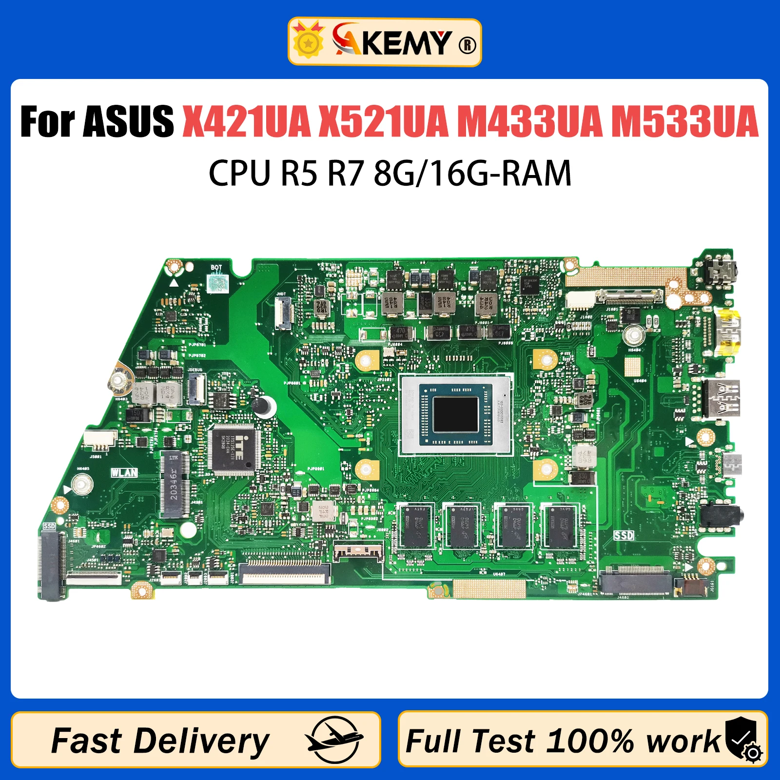 

AKEMY X421UA Laptop Motherboard For Asus Vivo Book X421UA X521UA M433UA M533UA X421UAY Mainboard wit