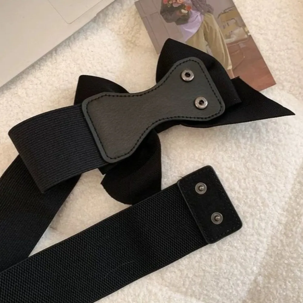 Fashion Elastic Large Bow Belt Cloth Soft Wide Waistband Sweet Elegant Evening Dress Belt Party