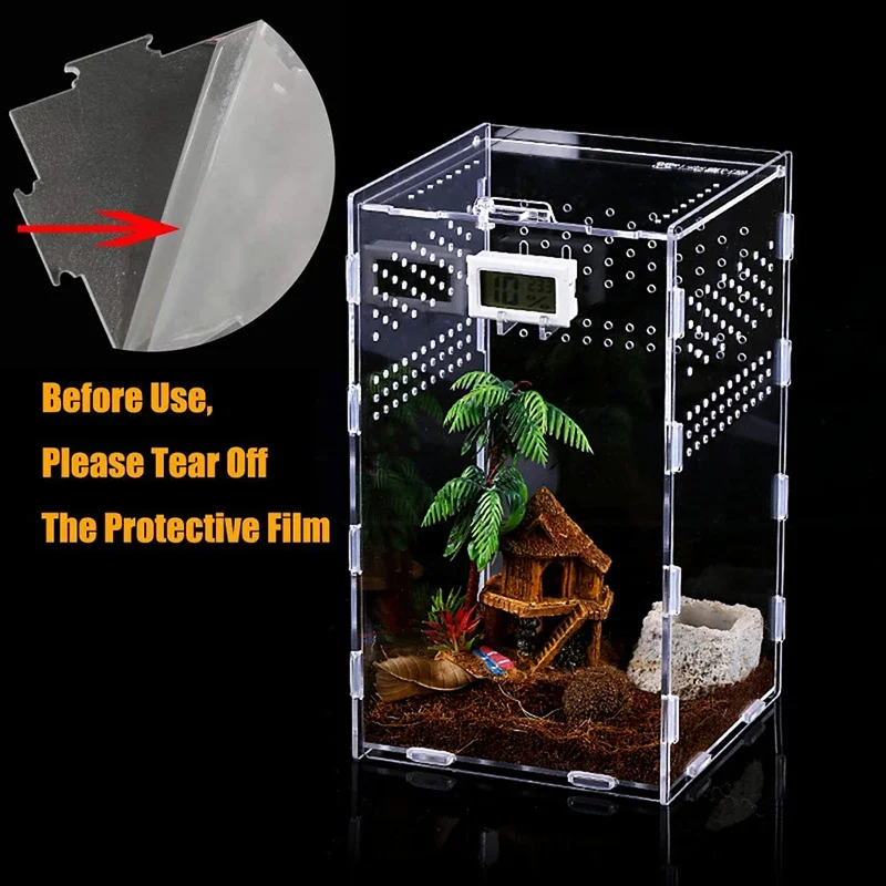Habitat de reptiles, terrario, caja de cría, vitrina acrílica, carcasa de tarántula, araña, escorpión, dragón barbudo, hábitat de insectos