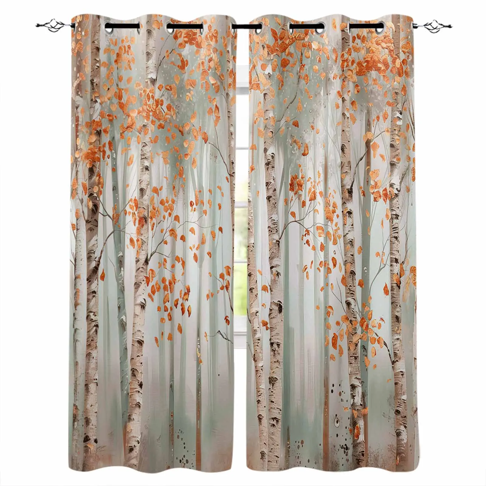 Oil Painting Woods Plants Curtains for Living Room Window Decoration Curtains in Home Kitchen Luxury Bedroom Drapes