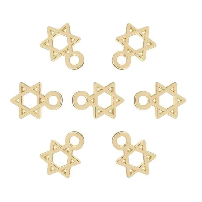 20 x Gold Color Star Of David Charms Pendants Beads for DIY Bracelet Earrings Jewelry Making Accessories 12x8mm