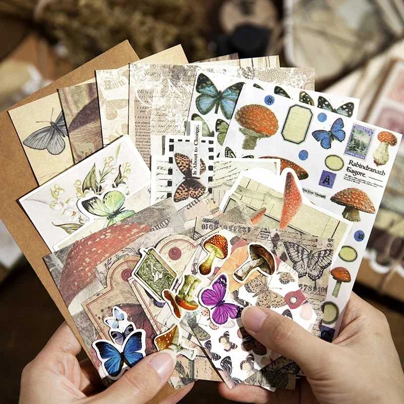 Journamm 40pcs/pack Vintage Collage Materials Paper Stickers Combo Kit DIY  Decor Diary Stationery Scrapbooking Supplies Pack