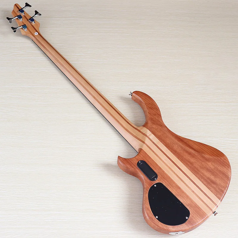 4 String Active Electric Bass Guitar Neck Through Zebrawood Top Okoume Body 43 Inch Matte Active Bass High Quality Guitarra view 4