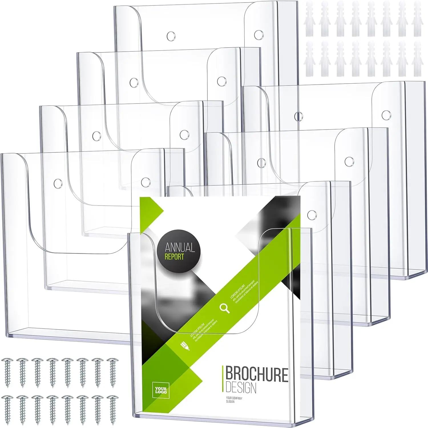 

Прозрачный акриловый настенный держатель для брошюр, 8 шт., 6x9 дюймов, флаерный журнал, подставка для брошюр, органайзер