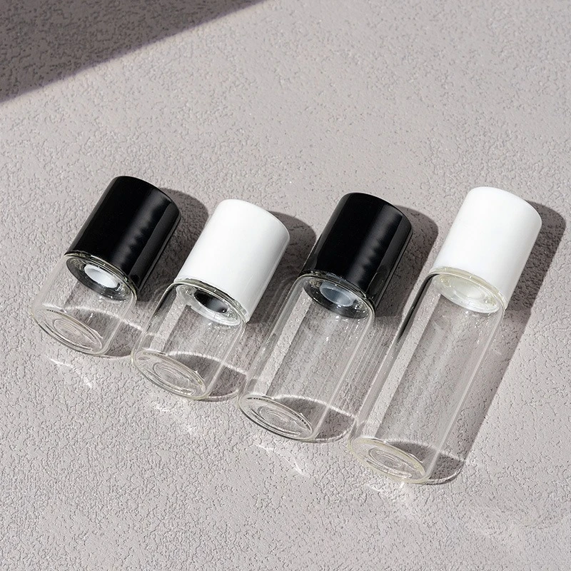 50 Stück 1/2/3/5ml Leere Glas-Rollflaschen mit Holzmaserung und Plastikkappe für Ätherische Öle, Nachfüllbare Parfümflasche mit Rollkugel – Detail 6