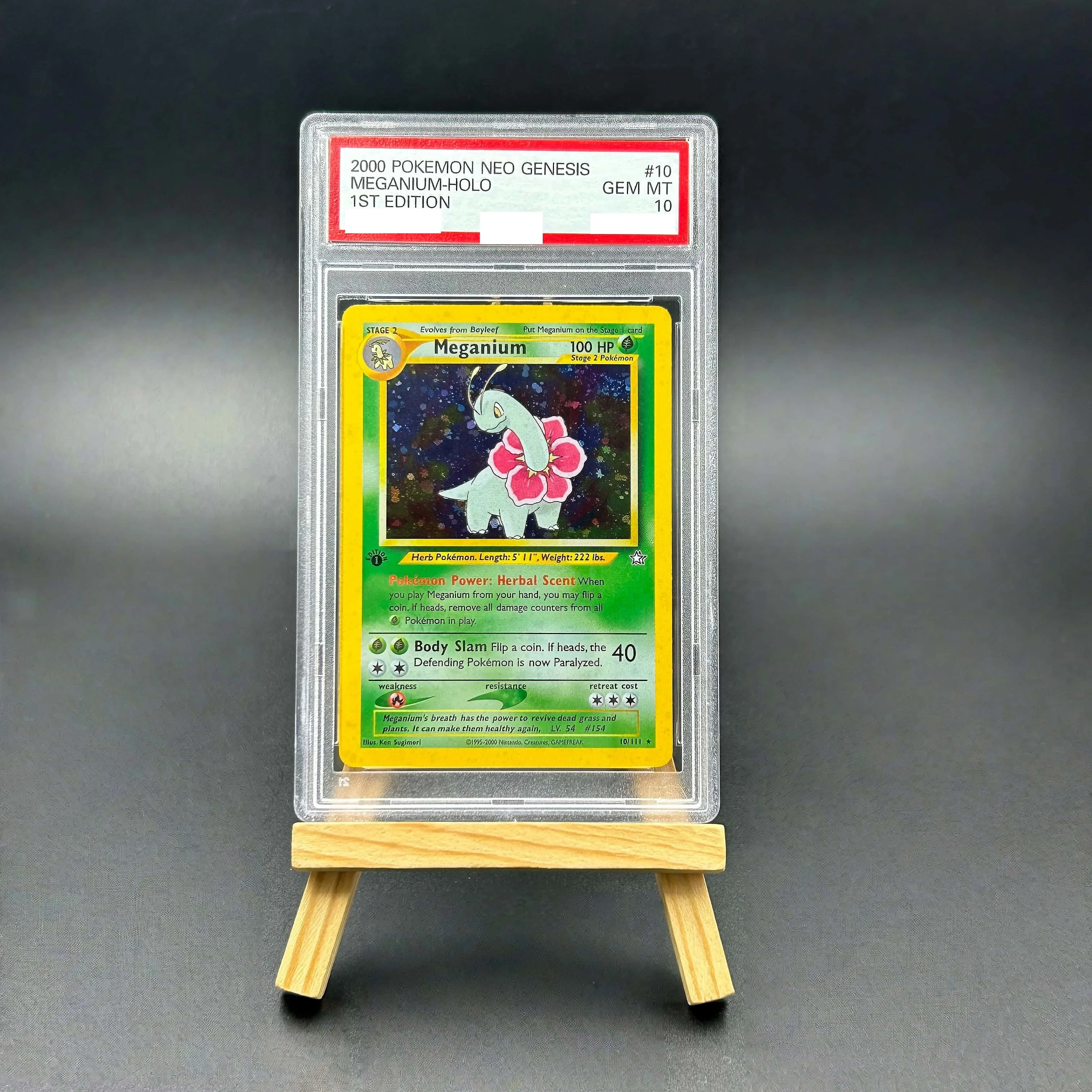 

2000 Pokemon Neo Genesis 1st Edition Meganium Holo Textured Card - Gem Mint 10 Collectible TCG