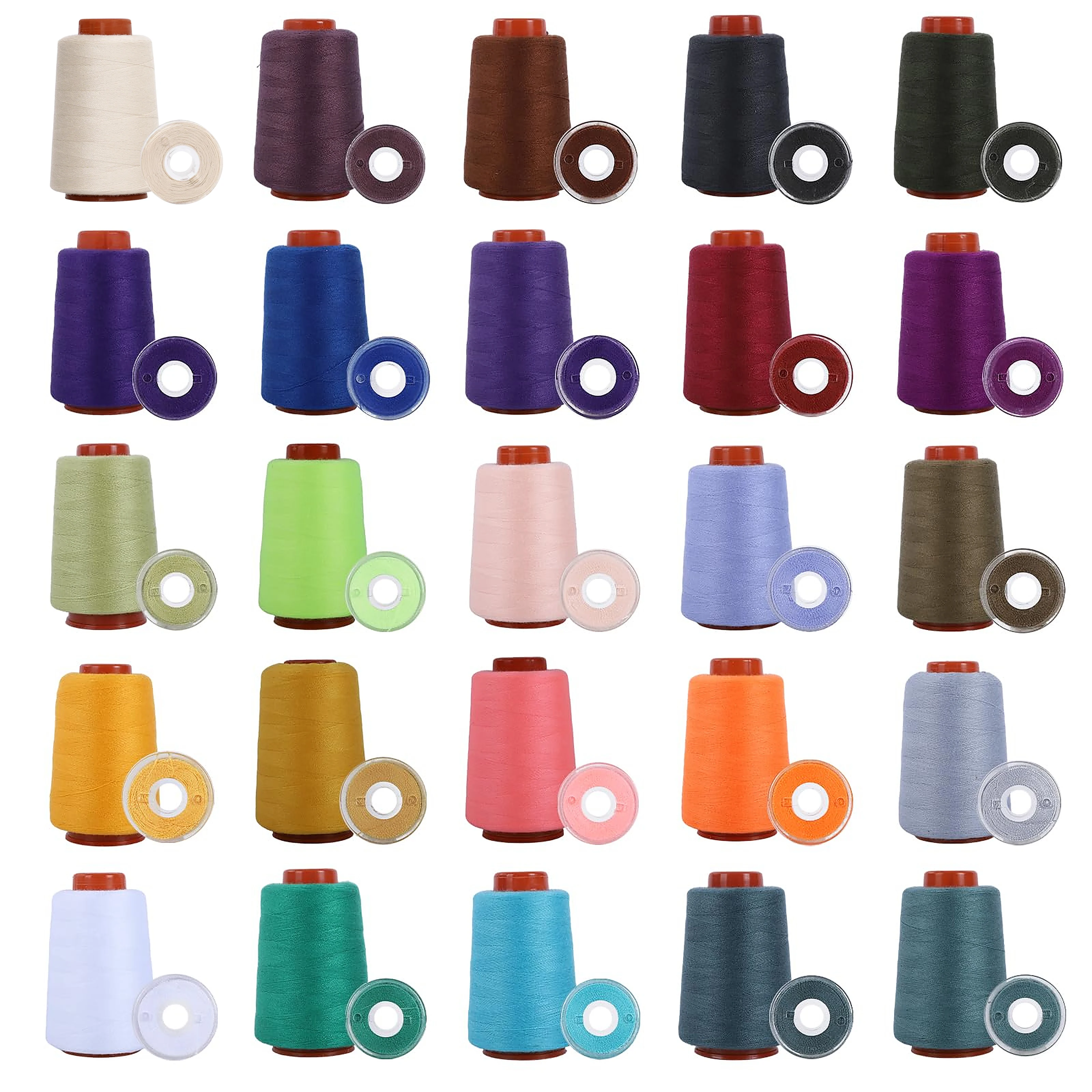 25‑Color 800Yd 40/2 Polyester Sewing Thread Set With Matching Bobbin, Hand & Machine Sewing DIY Supplies