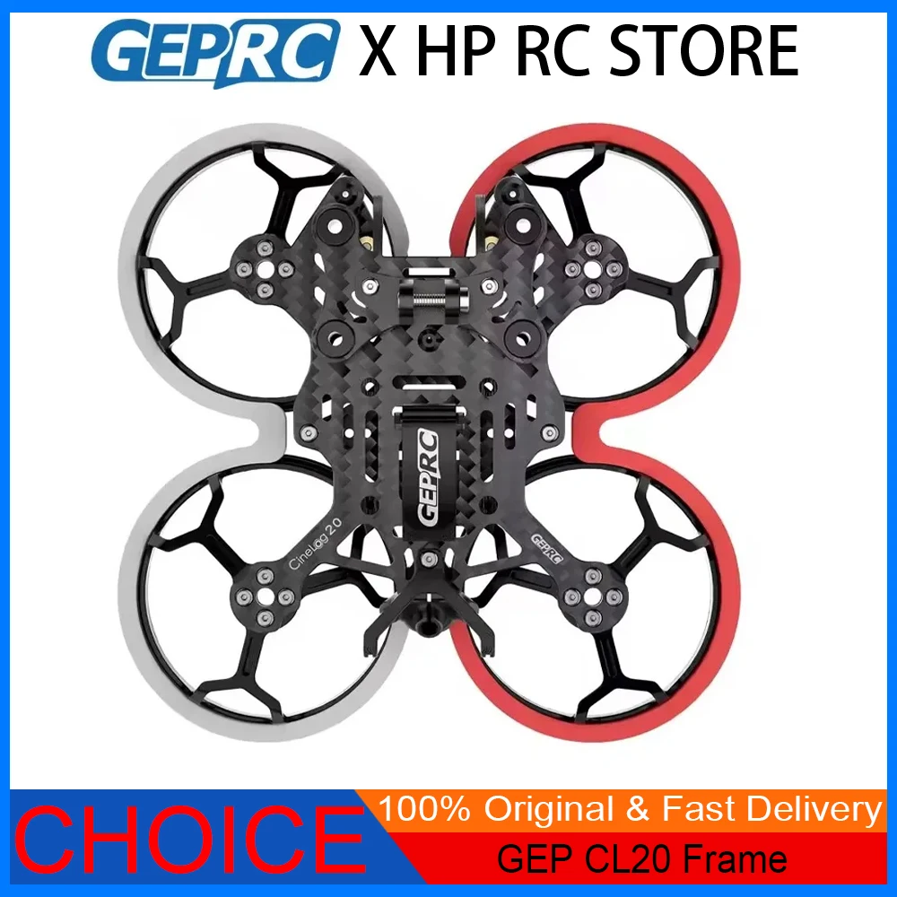 GEPRC GEP-CL20 CineLog 20 2inch/100mm Carbon Fiber Frame Kit w/ Propeller Guard – Indoor Quadcopter Drone Accessories