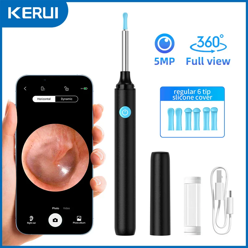 KERUI Smart Wireless Visual 5MP Camera Ear Cleaner Spoon Safe Endoscope Earpick Mini  Wax Remover Otoscope Ear Tools Health Care