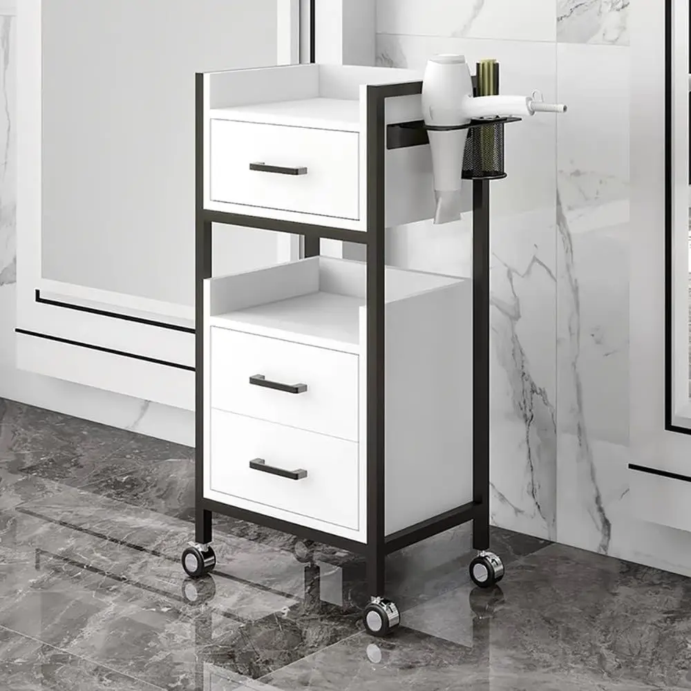

Professional Hair Salon Trolleys with Storage Drawers and Hair Dryer Holders
