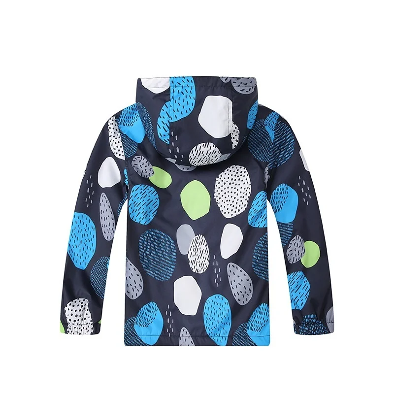 Print Waterproof Fleece Padded Dots Baby Boys Hiking Jackets Kids Zip Rain Coats Children Outfits For 3-14 Years