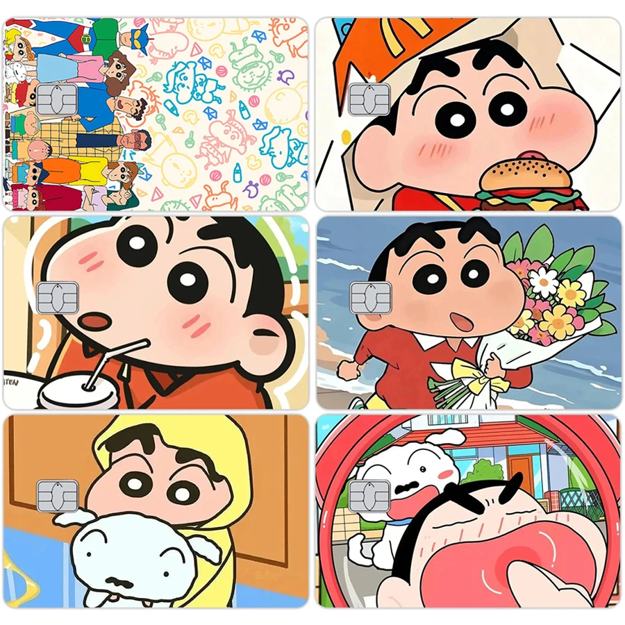 Crayon Shin-chan Anime Kreditkarten-Skin Wasserdichter PVC-Aufkleber Ausweis-Sticker Studenten Anime Cartoon Handyhülle Süßes Geburtstagsgeschenk