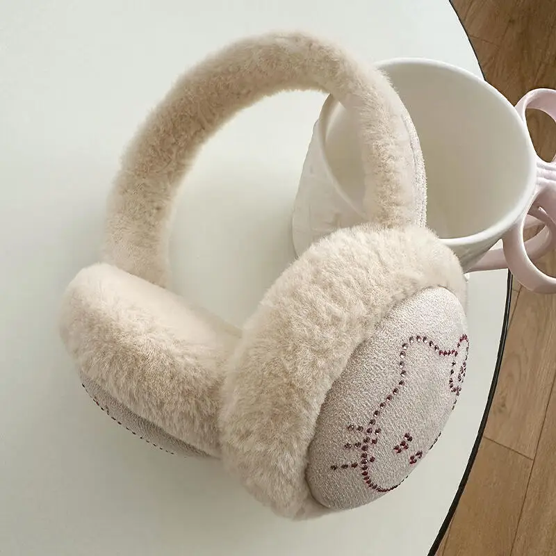 Sanrio Hello Kitty Kawaii Girls Earmuffs Cute Anime Warm Ear Protection Outdoor Riding Plush Antifreeze Windproof Foldable Gift