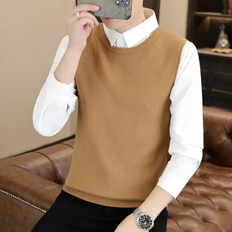 

Fake Two Sweaters 2024 Spring and Autumn Winter New Polo Collar Knitted Vest Casual Base Sweater