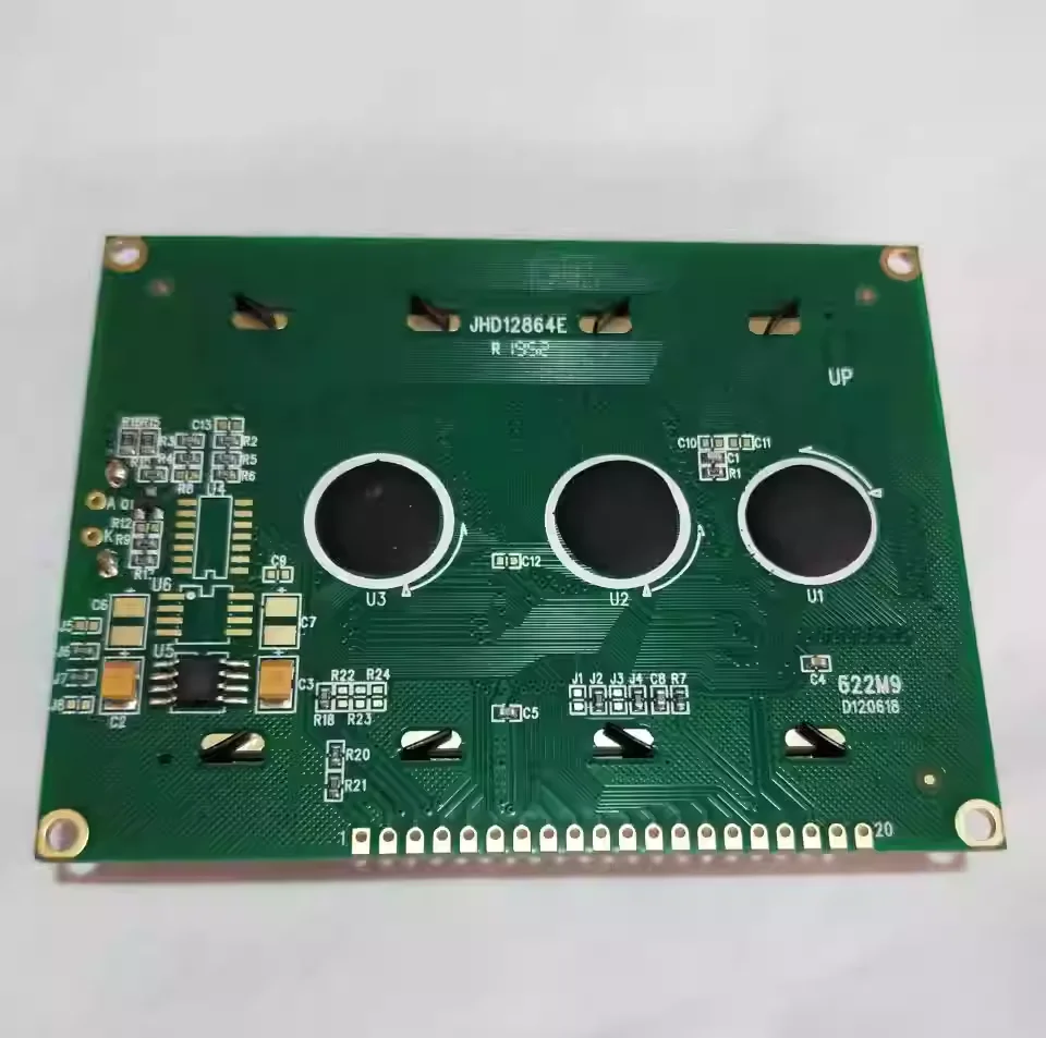 JHD12864E 622M9 LCD screen, yellow-green display, without built-in font library.